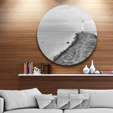 Lighthouse Windmill Stawa Mlyny in Grey - Sea & Shore Metal Circle Wall Art
